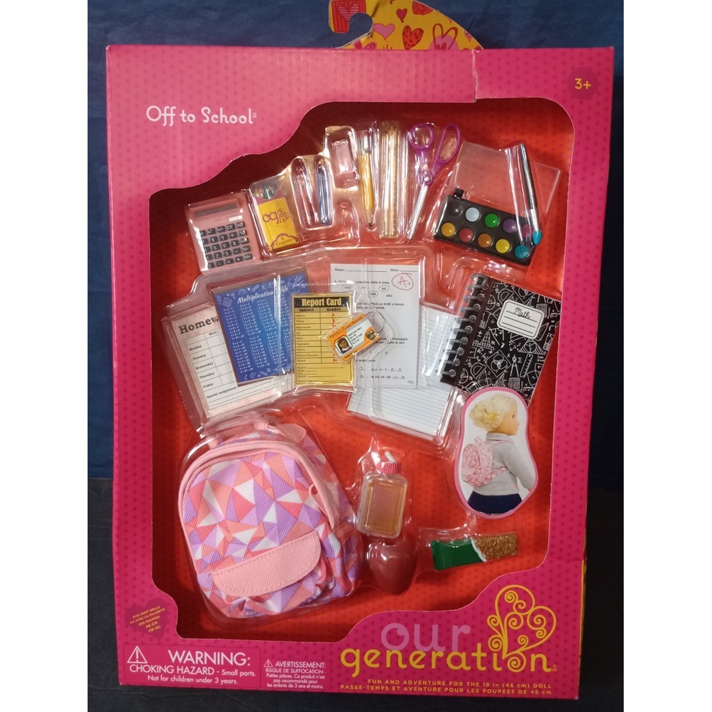 NEW OUR GENERATION Off to‎ School Set for 18" Dolls including American Girl NIB